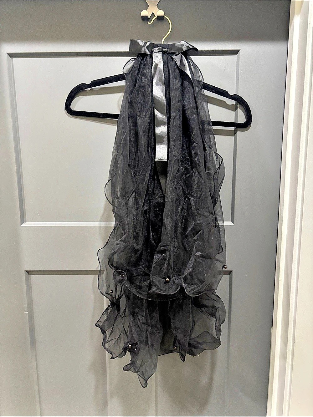 Black Ruffled Scarf Wrap Like New